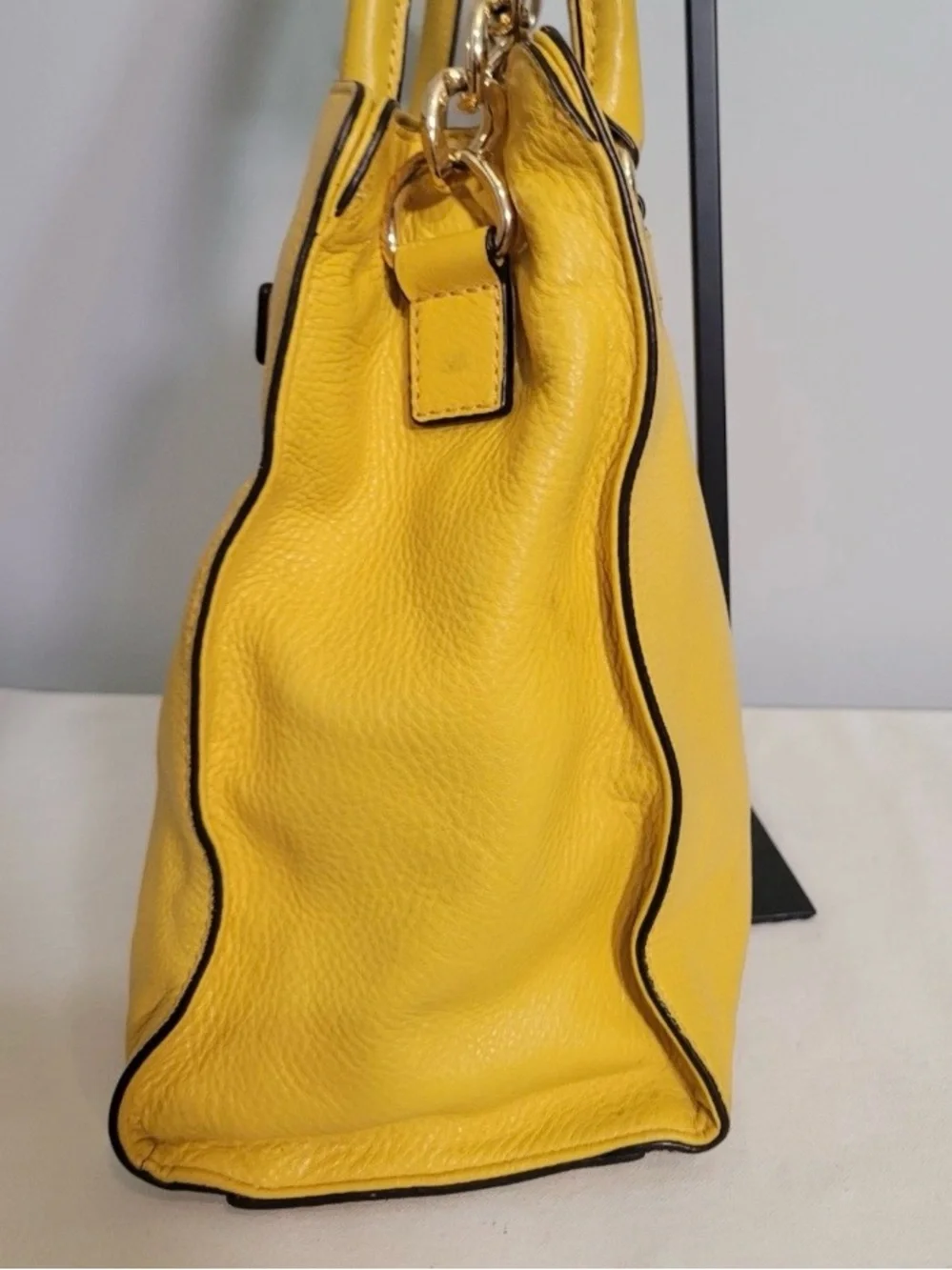 MICHAEL Michael Kors Satchel Hamilton East West Yellow Leather Shoulder Bag